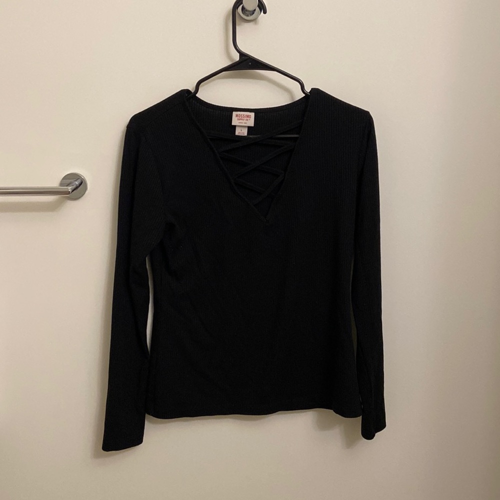 Black Lace Up Top